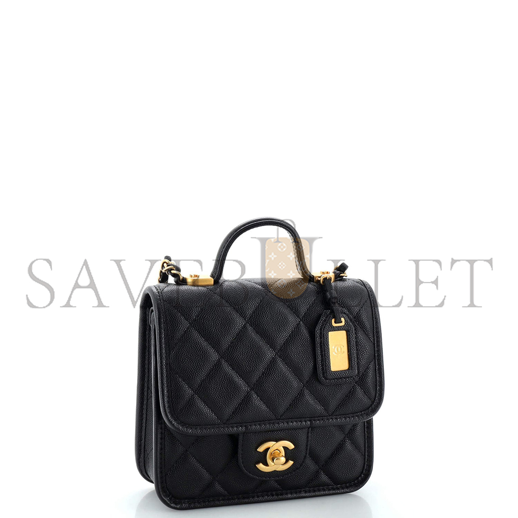 Ch*el master school memory top handle flap bag quilted caviar mini as3652 (20.5*17*6cm)